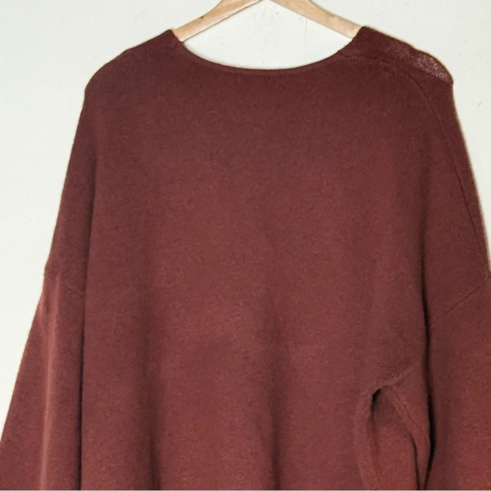 Madewell V Neck Wool Blend Knit Pullover Sweater Size XXL Burned Brown Cozy